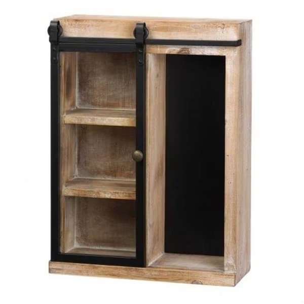 Accent Plus 10019021 Wall Shelf with Glass Barn Door; Blue, Accent Plus, Mfr#: 10019021